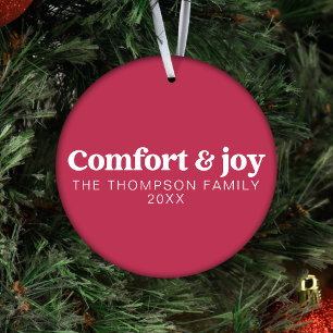 Comfort & Joy Modern Minimalist Pink Christmas Ornament