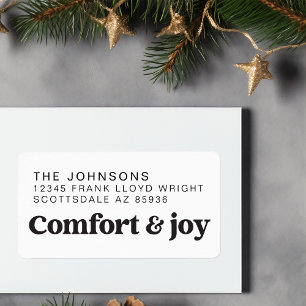Comfort & Joy Photo and Name Modern Christmas Label