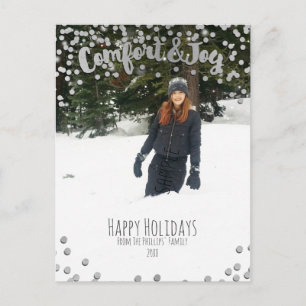 Comfort & Joy Silver Holiday Christmas Photo Postcard