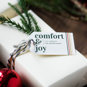 Comfort & Joy   Stylish Forest Green Christmas  Gift Tags