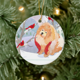 COMFORT & JOY with year- rough Chow ornament