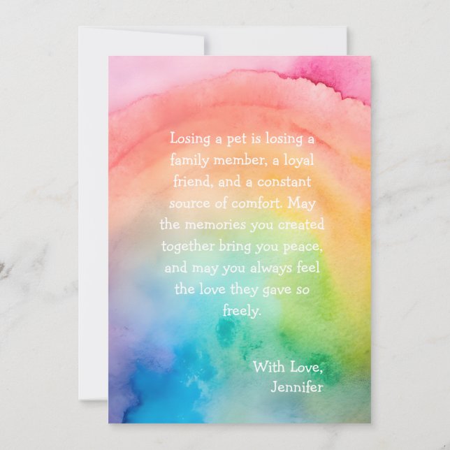 Comfort Remembrance Customisable Pet Sympathy Card (Back)