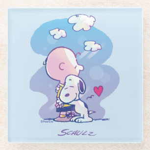 Comfort & Security Charlie & Snoopy Hug Glass Coaster