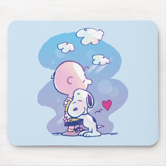 Comfort & Security | Charlie & Snoopy Hug Mouse Mat (Front)