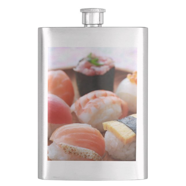Comfort Shot – Cozy Sushi Classic Flask (Front)