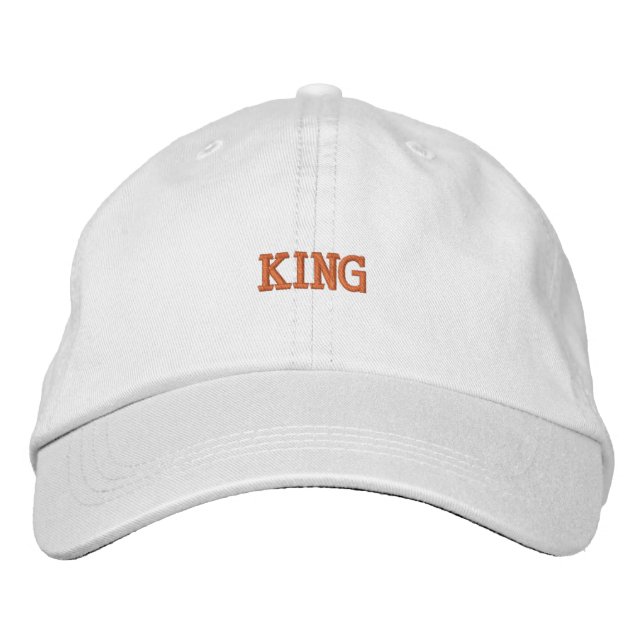 Comfortable Adjustable-Hat Bold King Cute White  Embroidered Hat (Front)
