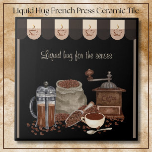 Comforting Liquid Hug French Press Coffee Art Tile