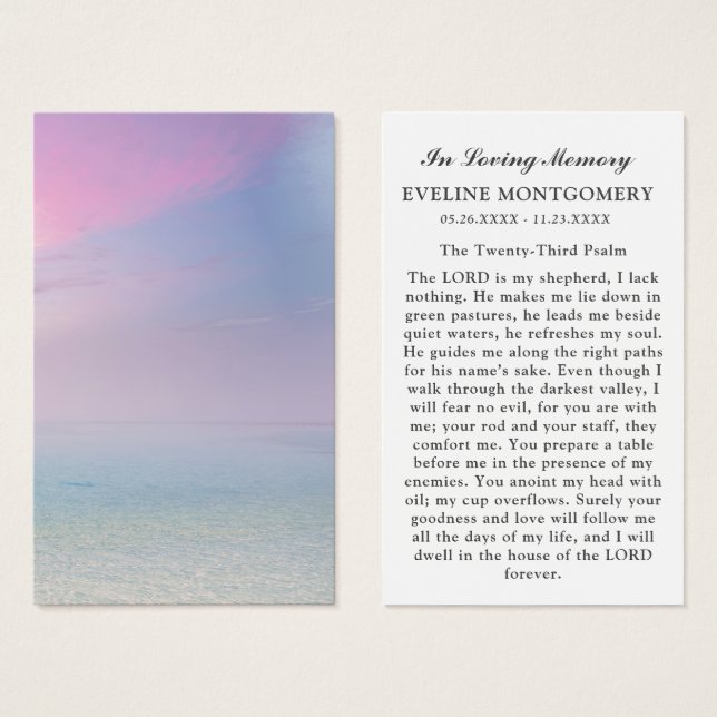 Comforting Ocean Sky Funeral Prayer Card (Front & Back)