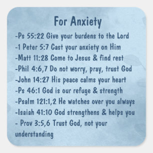 Comforting  Scriptures for Anxiety Stress Worry Square Sticker