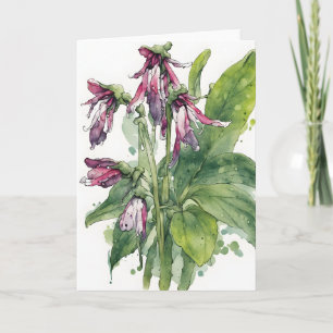 Comfrey - Watercolor flowers Card