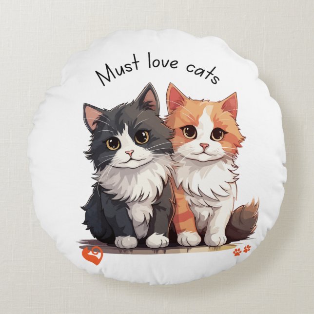 Comfy cat lover themed cushion! round cushion (Front)