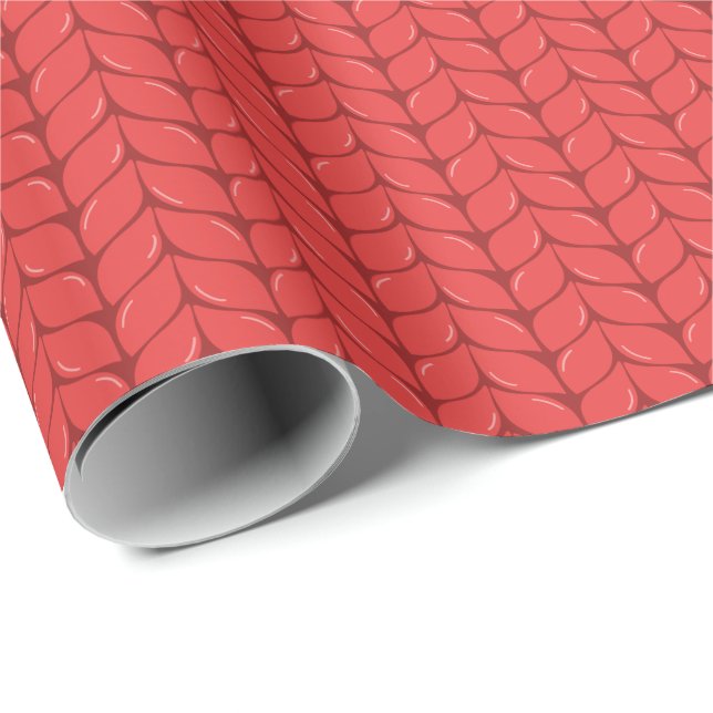 Comfy Cozy Knit Sweater Wrapping Paper - Red (Roll Corner)