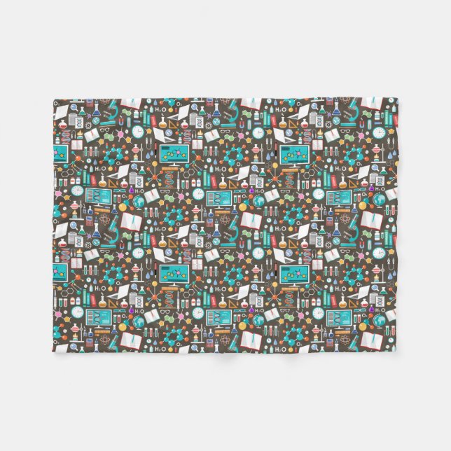 Comfy Science & Chemistry Pattern Fleece Blanket (Front (Horizontal))