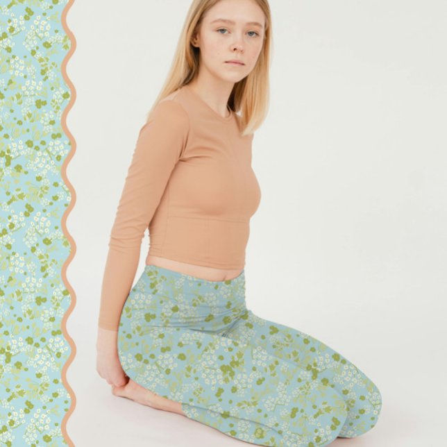 Comfy Yoga acqua flowers  Leggings (Creator Uploaded)