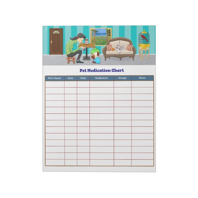 ComfyPaws Pet Medication Chart Notepad (Rotated)