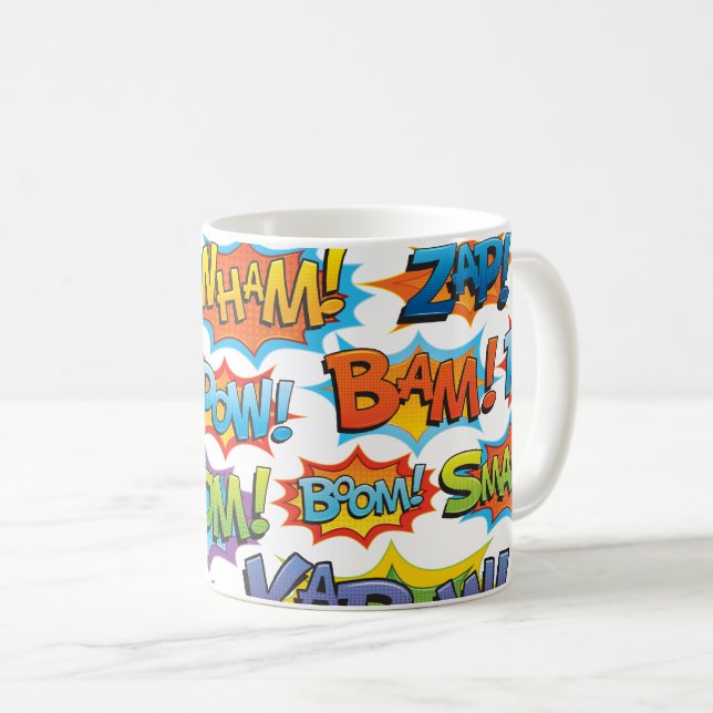 Comic Action Word Coffee Mug (Front Right)
