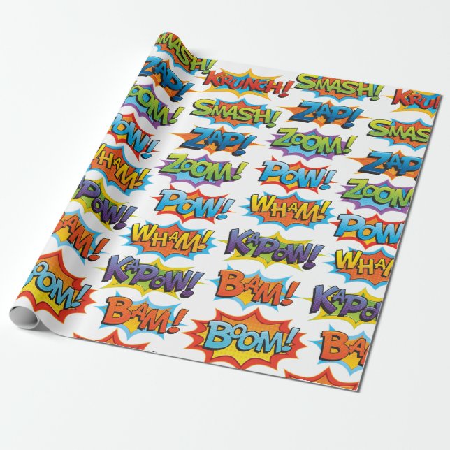 Comic Action Word Wrapping Paper (Unrolled)