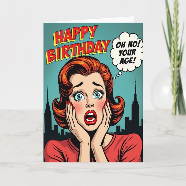Comic Art Funny Birthday Card (Front)