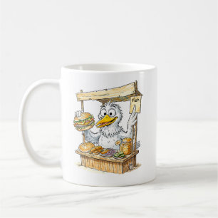 Comic Bird at Fish Stand Coffee Mug