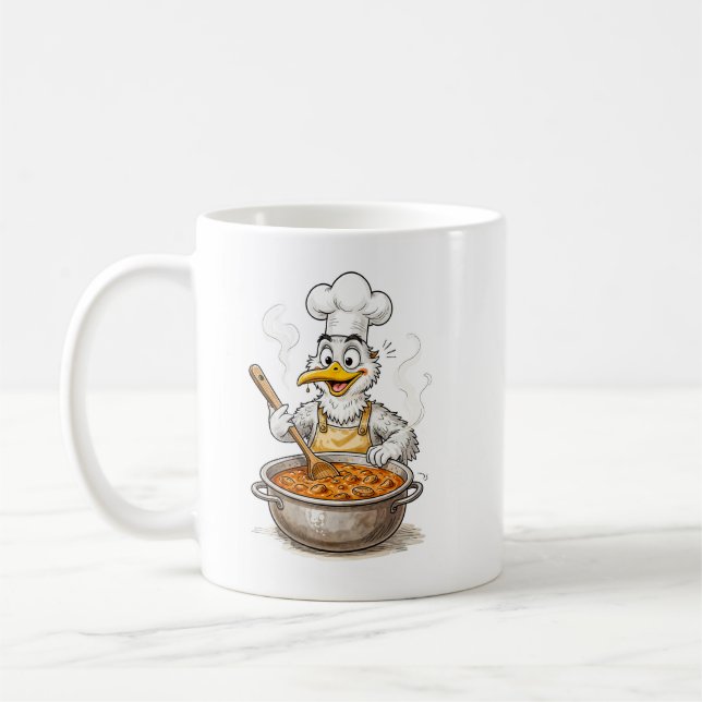 Comic Bird Cooking Labskaus Coffee Mug (Left)