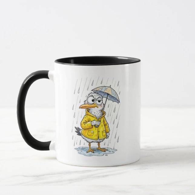 Comic Bird Rainy Day Duty Mug (Left)