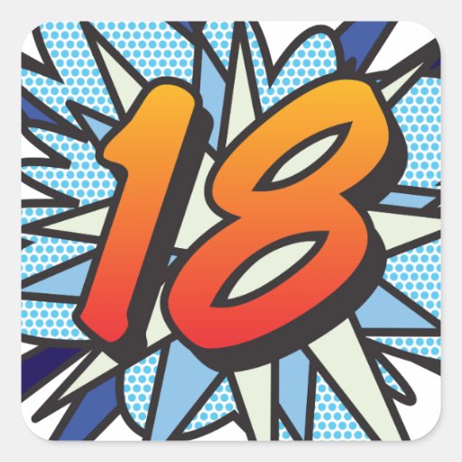Image of Comic Book 18 Blue Square Sticker