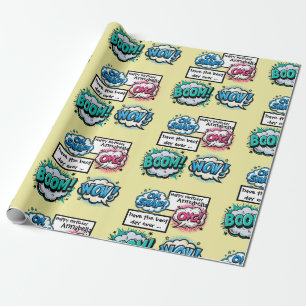 Comic Book Action Words Speech Bubbles  Wrapping Paper