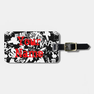 Comic book actions luggage tag
