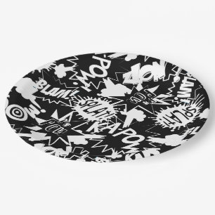 Comic book actions paper plate
