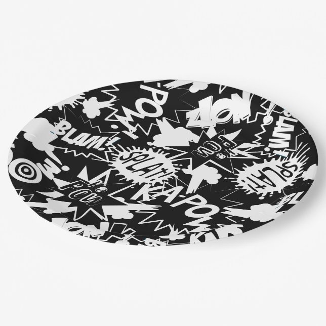 Comic book actions paper plate (Angled)