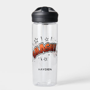 Comic Book Art Smash EXclamation Personalised Water Bottle