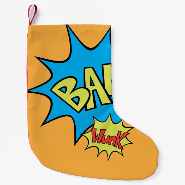 Comic Book "Bam" Balloon Small Christmas Stocking (Front)