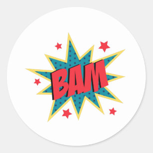 Comic Book Bam Classic Round Sticker