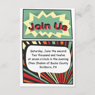 COMIC BOOK Bar Mitzvah Reception Party Card
