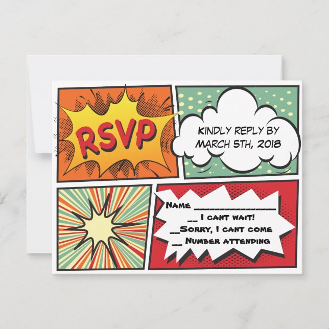 COMIC BOOK Bar Mitzvah Reply Card (Front)
