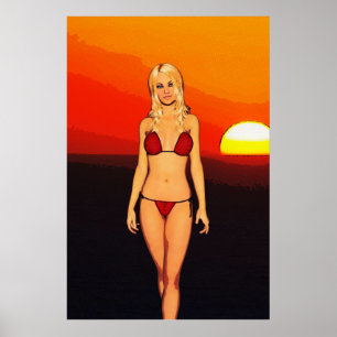Comic Book Bikini Babe Poster