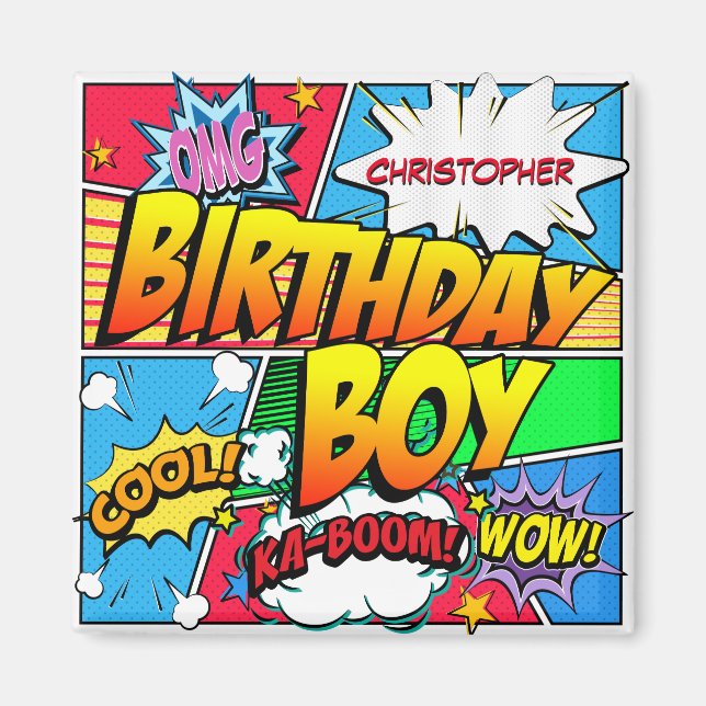 Comic Book Birthday Party Custom Magnet (Front)
