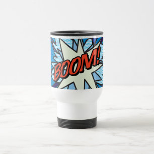 Comic Book BOOM Modern Fun Typography Travel Mug