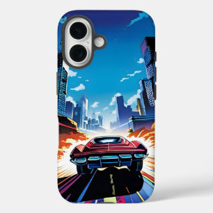 Comic Book Car Going Fast iPhone 16 Case