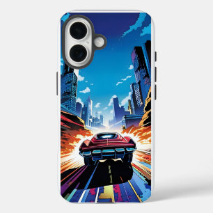 Comic Book Car Going Fast iPhone 16 Case