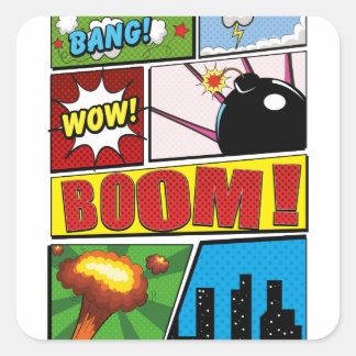 Comic Book cartoon fonts! Square Sticker