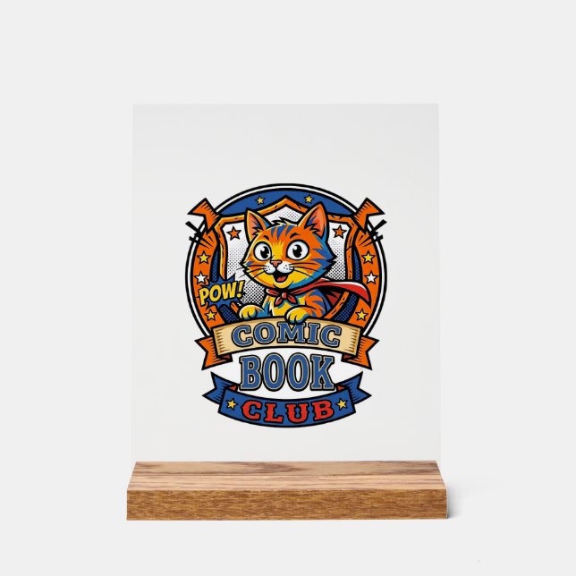 Comic Book Cat Cat Mum Gift Idea - Comic Book Cat  Acrylic Sign (Front)