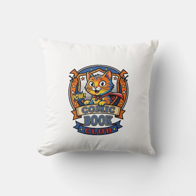 Comic Book Cat Cat Mum Gift Idea - Comic Book Cat  Cushion (Front)