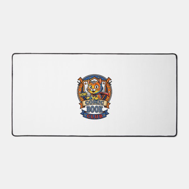 Comic Book Cat Cat Mum Gift Idea - Comic Book Cat  Desk Mat (Front)