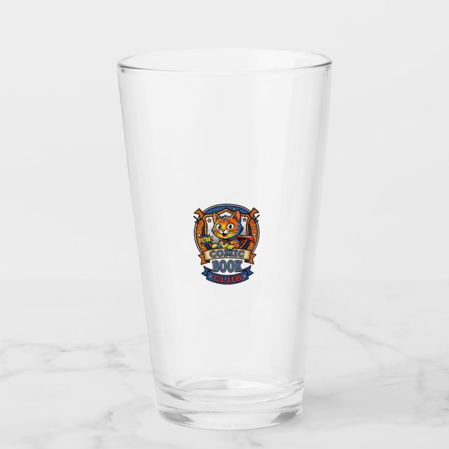 Comic Book Cat Cat Mum Gift Idea - Comic Book Cat  Glass (Front)