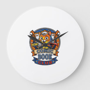 Comic Book Cat Cat Mum Gift Idea - Comic Book Cat Large Clock