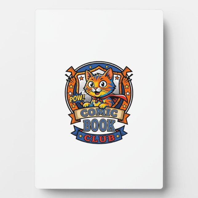 Comic Book Cat Cat Mum Gift Idea - Comic Book Cat  Plaque (Front)