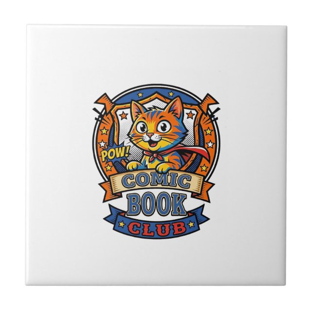 Comic Book Cat Cat Mum Gift Idea - Comic Book Cat  Tile (Front)