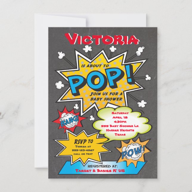 Comic Book Couples Baby Shower Invitations (Front)