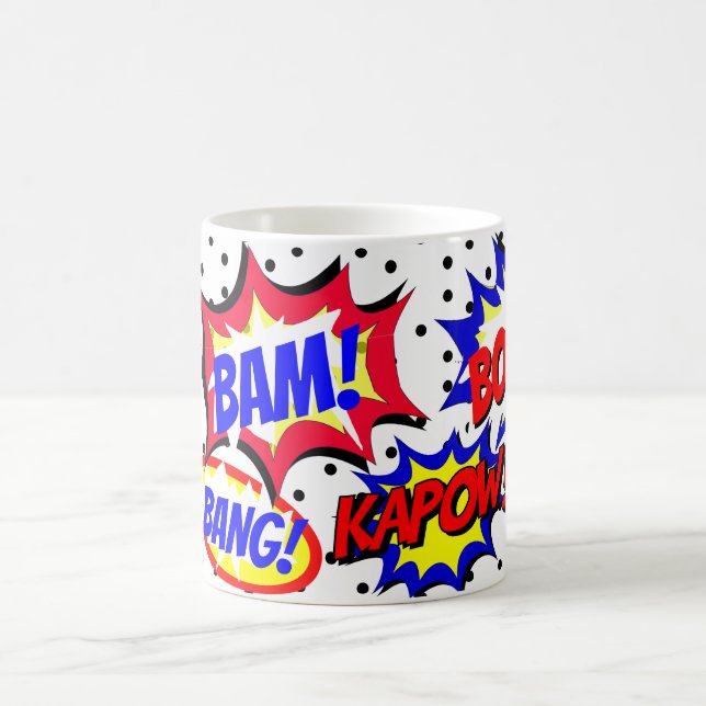 Comic Book Custom Speech Bubbles Black Dots Coffee Mug (Center)